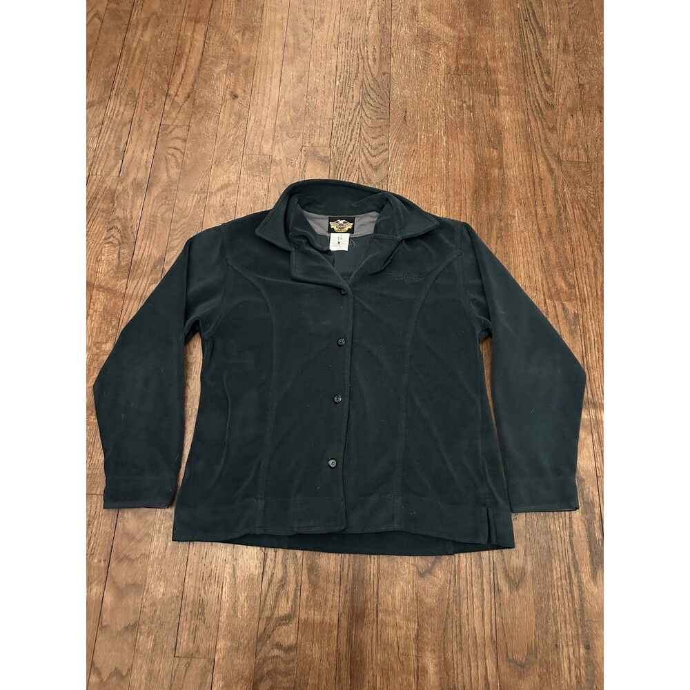 Harley‎ Davidson Womens Small Shirt Jacket Fleece Button Front Green